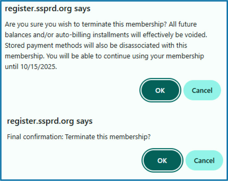 Image of the cancellation confirmation box