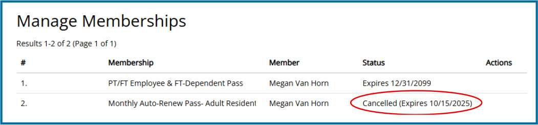 Image of updated 'Manage Memberships' tab